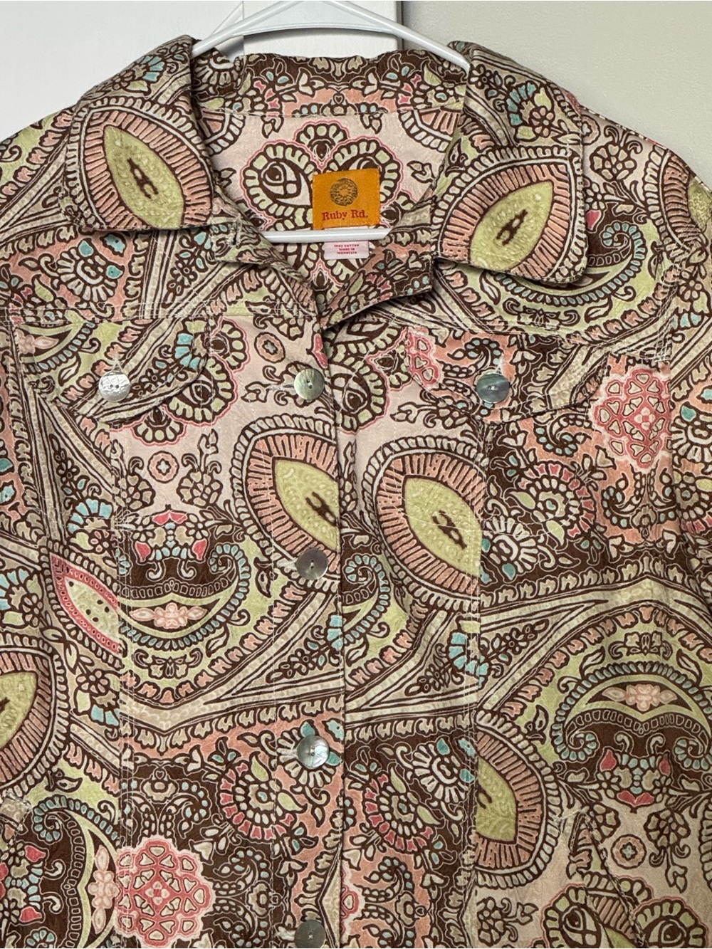 Ruby Rd. Paisley Print Cotton Button Front Jacket Size 16 - Picture 4 of 7